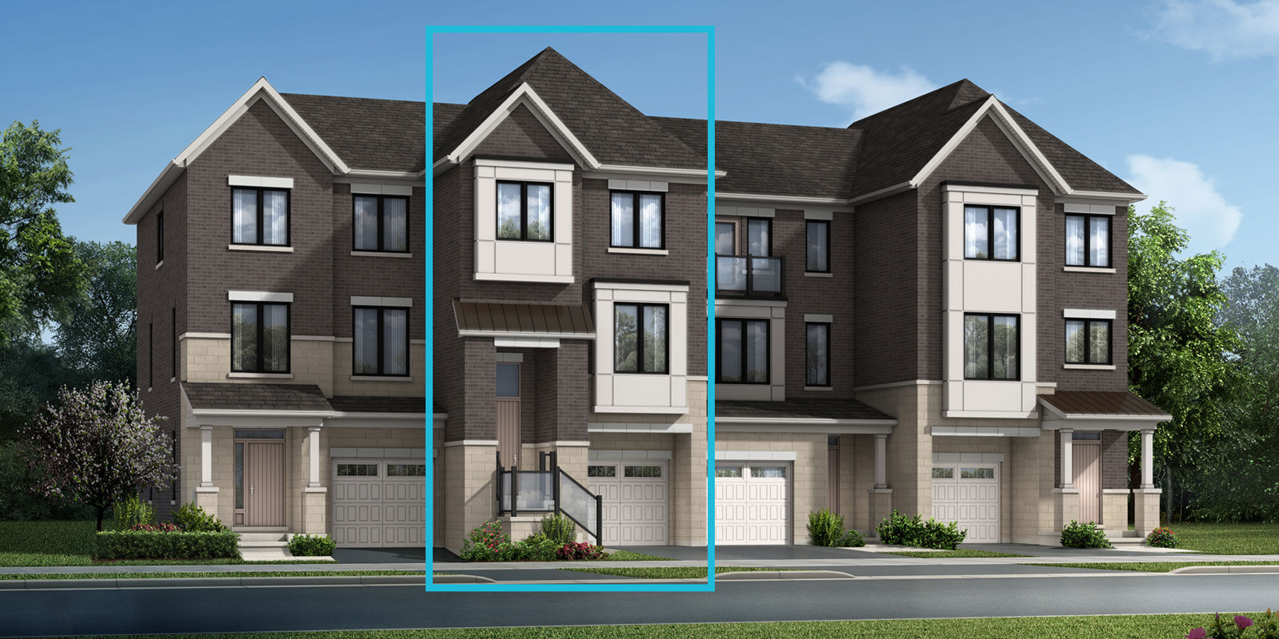 Three Storey Towns — Traditional 3-storey townhome by Mattamy at The Nine, Mississauga